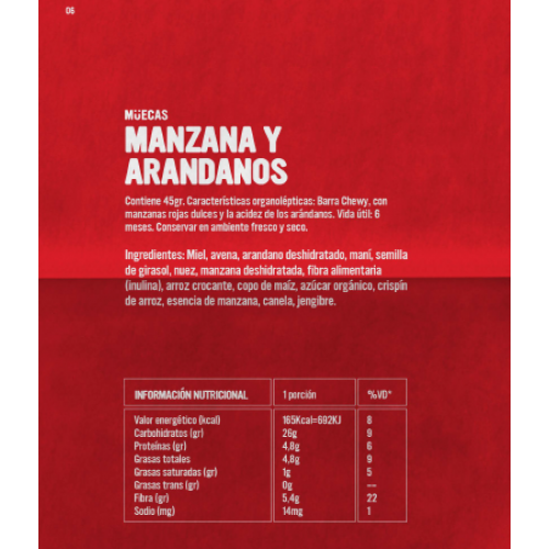 Muecas Manzana y Arándanos 45grs info